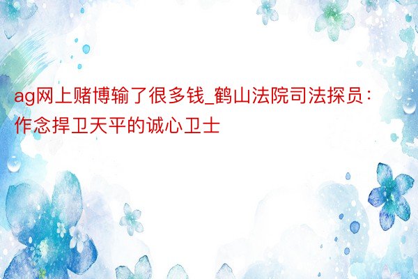 ag网上赌博输了很多钱_鹤山法院司法探员：作念捍卫天平的诚心卫士