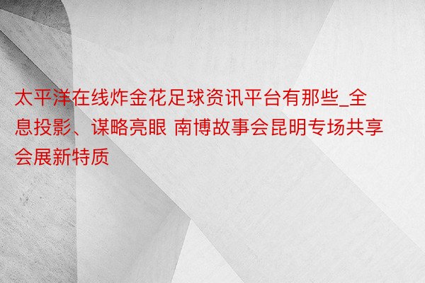 太平洋在线炸金花足球资讯平台有那些_全息投影、谋略亮眼 南博故事会昆明专场共享会展新特质